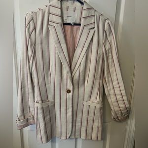 Like New Anthropologie Blazer white with lavender and brown stripes